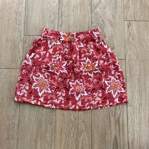 Loft Linen Blend Pocketed Elastic Waist Pull On Floral Swirl Boho Skirt Sz XS.